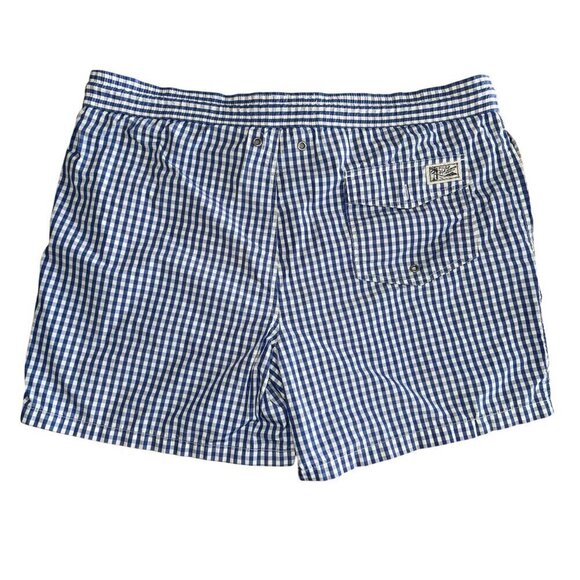 Polo Ralph Lauren Mens Large Gingham Check 5in Swim Trunk Shorts Blue/White - Picture 4 of 7